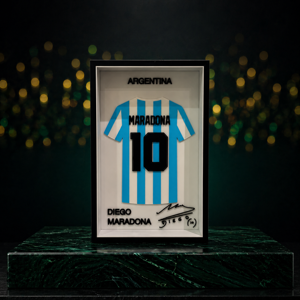 Maillot Encadrée Diego Maradona | Argentina #10 | Décoration 3D Premium