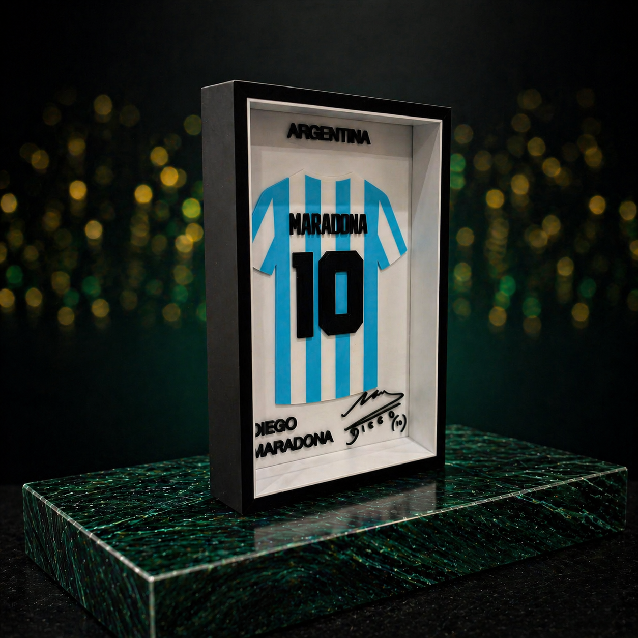 Maillot Encadrée Diego Maradona | Argentina #10 | Décoration 3D Premium
