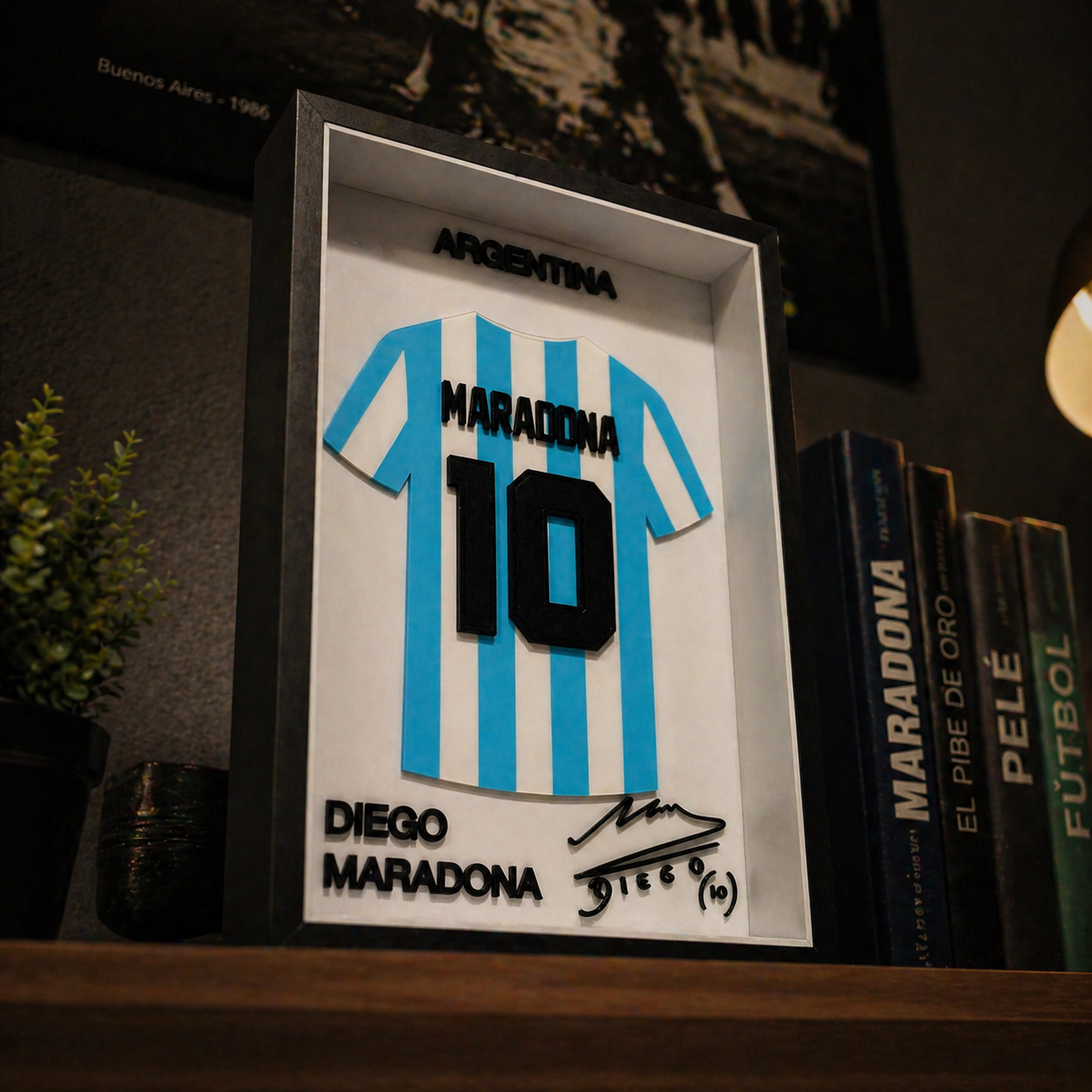 Maillot Encadrée Diego Maradona | Argentina #10 | Décoration 3D Premium