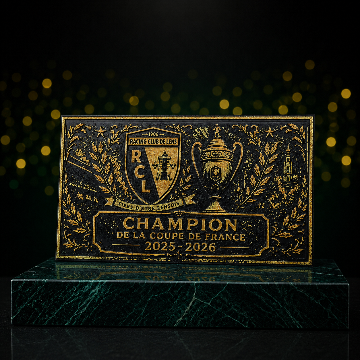 Plaque Collector RC Lens Champion Coupe de France 2025-2026 | Édition Limitée 24 cm