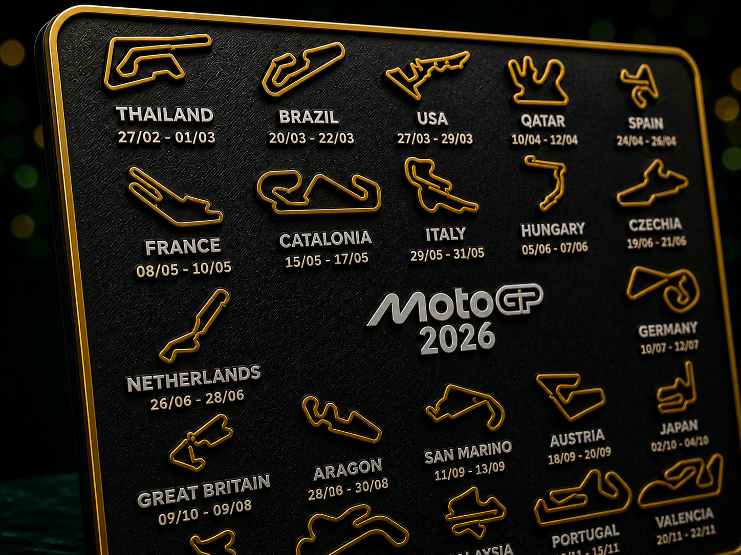 Sculpture Moto GP 2026 Dorée Premium