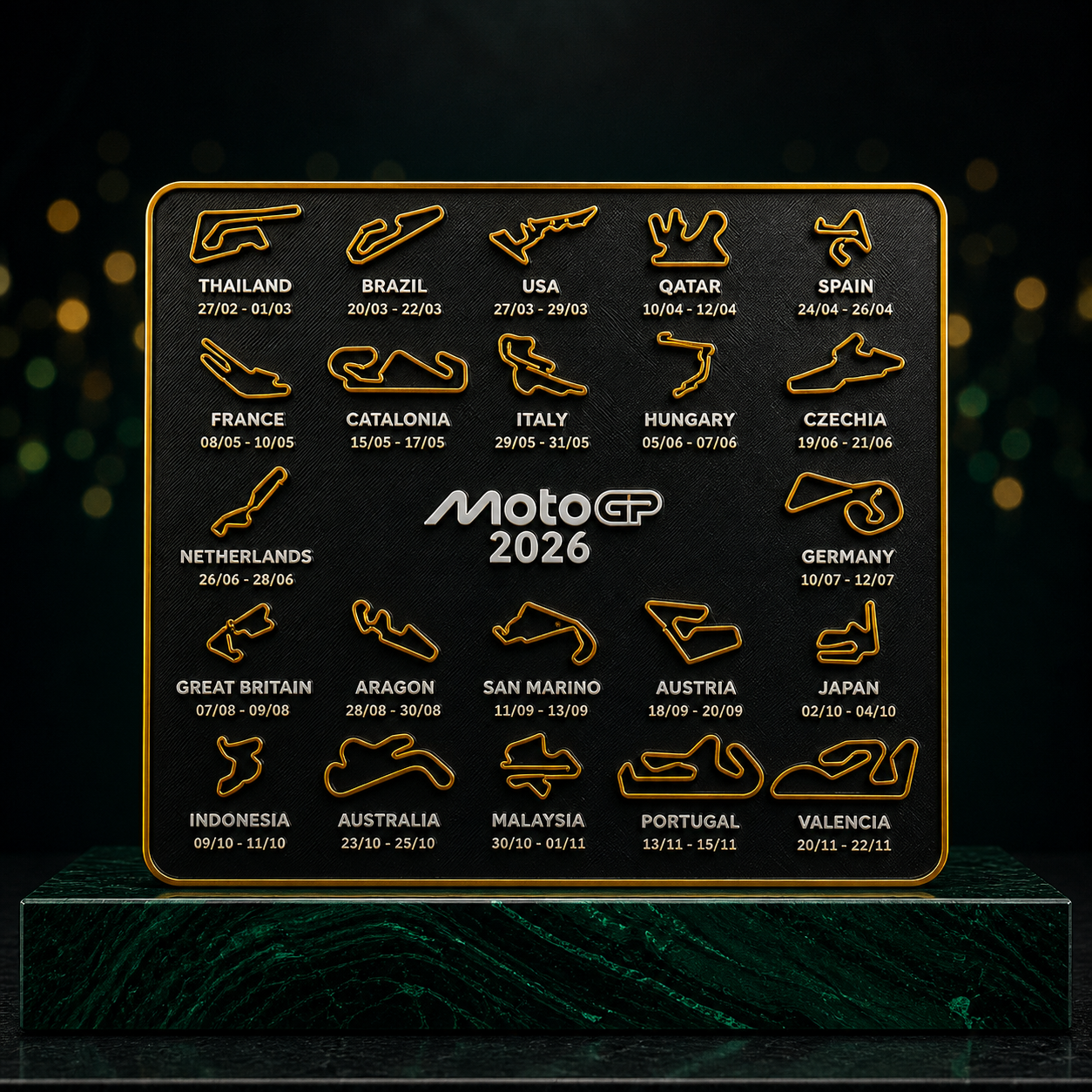 Sculpture Moto GP 2026 Dorée Premium